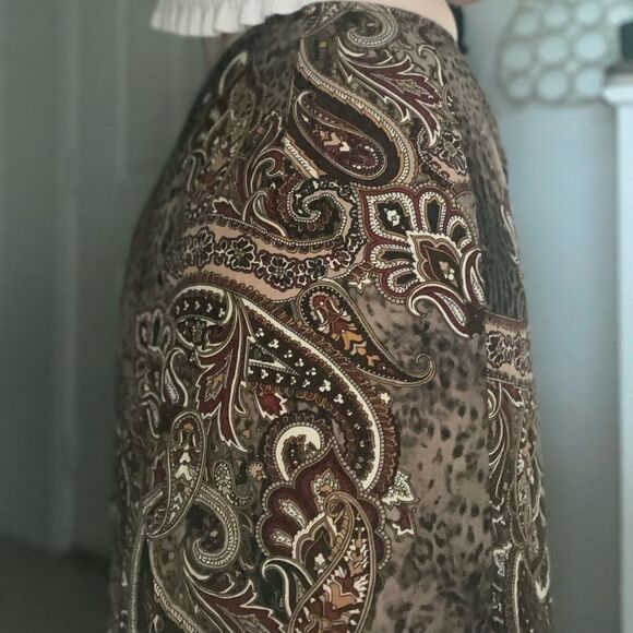 Vintage Boho Paisley Animal Print Mix Wrap Maxi Skirt Size 6 - Picture 2 of 5